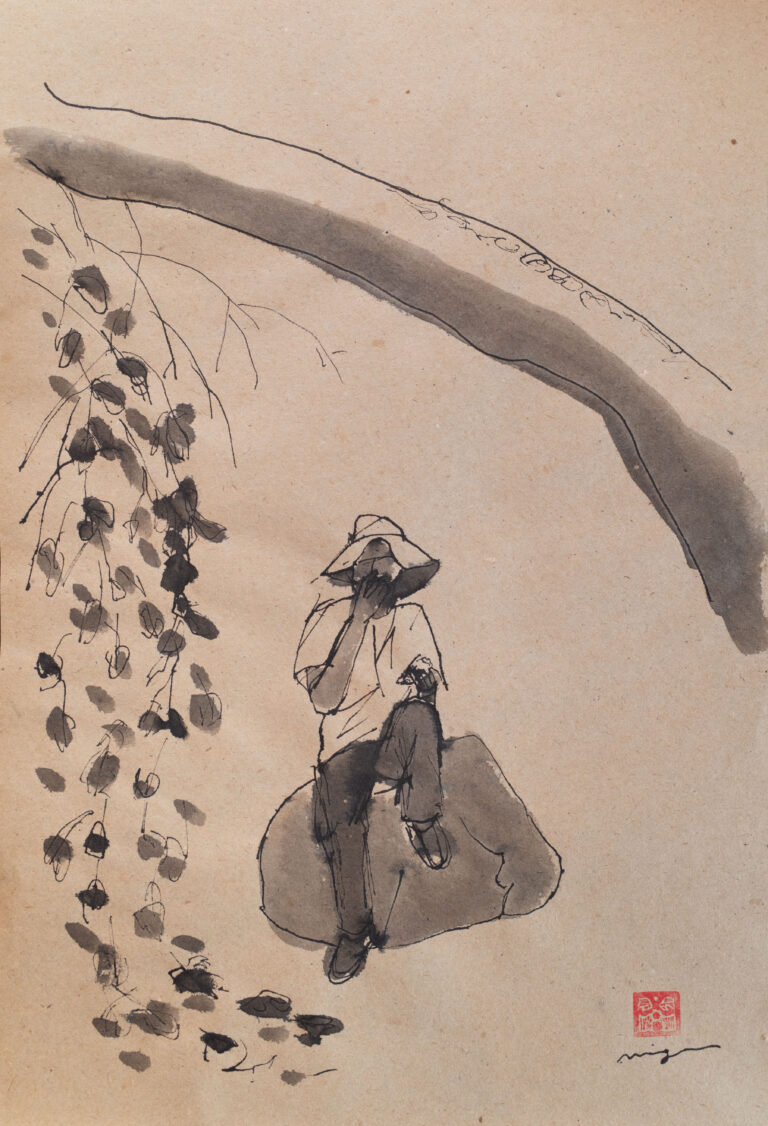 Lunch under an old weeping mulberry tree